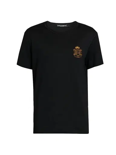 Dolce & Gabbana Men's Logo Cotton T-Shirt - Nero - Size 46 | Thumbnail 1 Dolce & Gabbana Men's Logo Cotton T-Shirt - Nero - Size 46 | Thumbnail 1