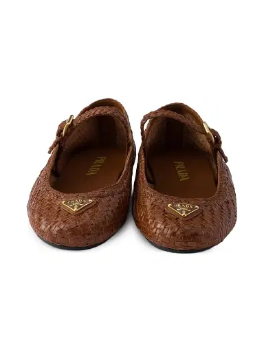Prada Women's Woven Leather Ballerinas - Brown | Thumbnail 2 Prada Women's Woven Leather Ballerinas - Brown | Thumbnail 2