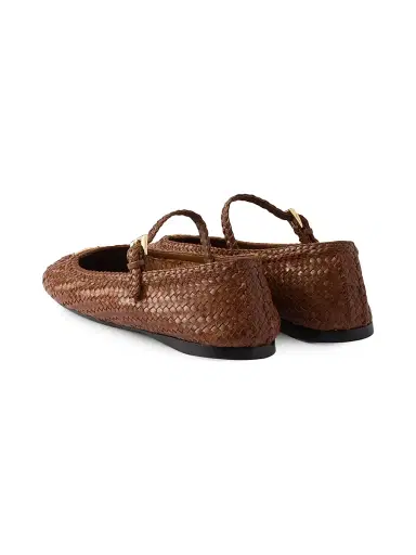 Prada Women's Woven Leather Ballerinas - Brown | Thumbnail 3 Prada Women's Woven Leather Ballerinas - Brown | Thumbnail 3
