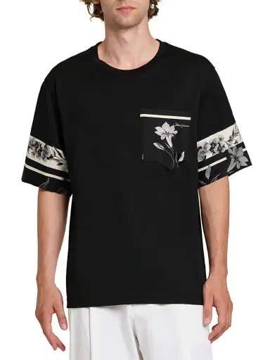 Dolce & Gabbana Men's Floral Cotton-Silk T-Shirt - Nero - Size 46 | Thumbnail 3
