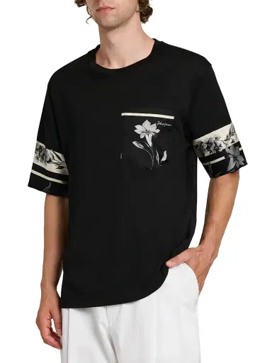Dolce & Gabbana Men's Floral Cotton-Silk T-Shirt - Nero - Size 46 | Thumbnail 4