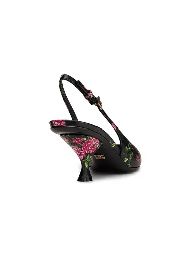 Dolce & Gabbana Women's Floral Leather Slingback Pumps | Thumbnail 3 Dolce & Gabbana Women's Floral Leather Slingback Pumps | Thumbnail 3
