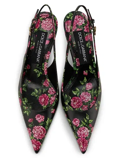 Dolce & Gabbana Women's Floral Leather Slingback Pumps | Thumbnail 4 Dolce & Gabbana Women's Floral Leather Slingback Pumps | Thumbnail 4