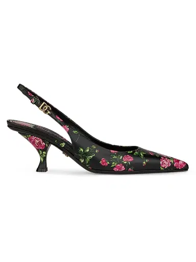 Dolce & Gabbana Women's Floral Leather Slingback Pumps | Thumbnail 1 Dolce & Gabbana Women's Floral Leather Slingback Pumps | Thumbnail 1