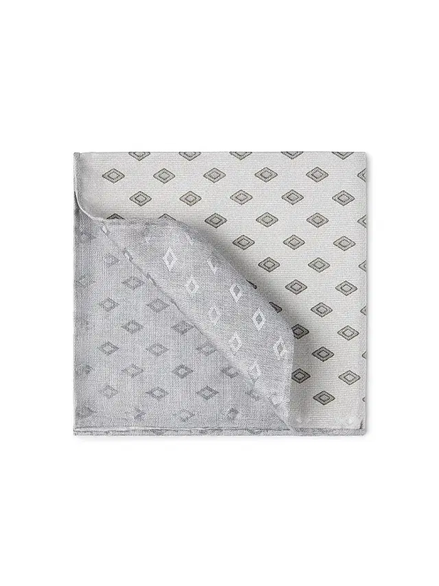 Brunello Cucinelli Men's Silk Pocket Square with Diamond Pattern - Panama