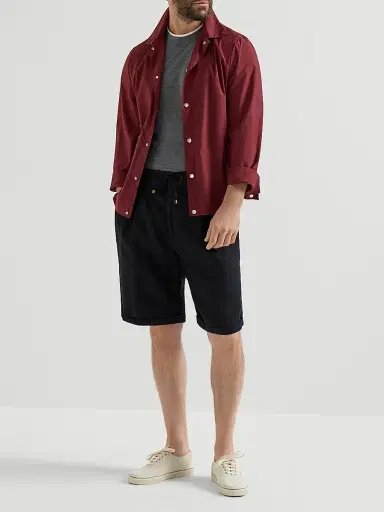 Brunello Cucinelli Men's Garment Dyed Bermuda Shorts in Linen Gabardine - Khaki | Thumbnail 30 Brunello Cucinelli Men's Garment Dyed Bermuda Shorts in Linen Gabardine - Khaki | Thumbnail 30