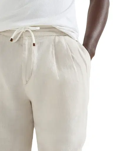 Brunello Cucinelli Men's Garment Dyed Bermuda Shorts in Linen Gabardine - Khaki | Thumbnail 35 Brunello Cucinelli Men's Garment Dyed Bermuda Shorts in Linen Gabardine - Khaki | Thumbnail 35