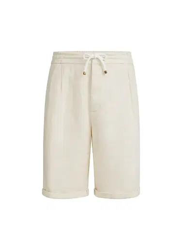 Brunello Cucinelli Men's Garment Dyed Bermuda Shorts in Linen Gabardine - Khaki | Thumbnail 7 Brunello Cucinelli Men's Garment Dyed Bermuda Shorts in Linen Gabardine - Khaki | Thumbnail 7