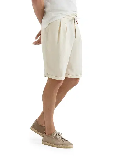 Brunello Cucinelli Men's Garment Dyed Bermuda Shorts in Linen Gabardine - Khaki | Thumbnail 9 Brunello Cucinelli Men's Garment Dyed Bermuda Shorts in Linen Gabardine - Khaki | Thumbnail 9