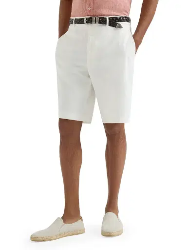 Brunello Cucinelli Men's Garment Dyed Bermuda Shorts in Twisted Cotton Gabardine - White | Thumbnail 2 Brunello Cucinelli Men's Garment Dyed Bermuda Shorts in Twisted Cotton Gabardine - White | Thumbnail 2