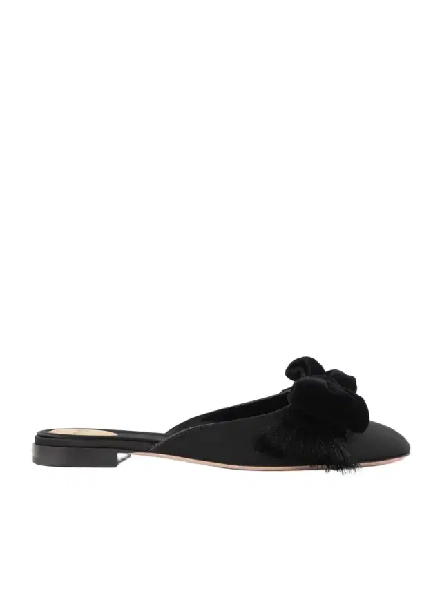 Reinette Bow-embellished Velvet-trimmed Satin Mules