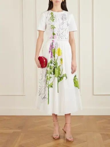 Oscar de la Renta Belted Floral-print Cotton-blend Poplin Midi Dress | Thumbnail 2 Oscar de la Renta Belted Floral-print Cotton-blend Poplin Midi Dress | Thumbnail 2