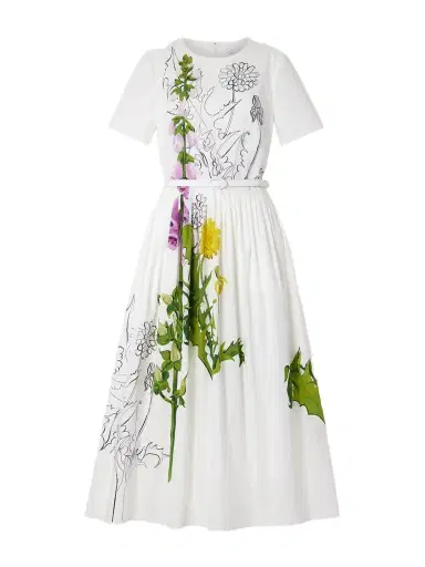 Oscar de la Renta Belted Floral-print Cotton-blend Poplin Midi Dress | Thumbnail 1 Oscar de la Renta Belted Floral-print Cotton-blend Poplin Midi Dress | Thumbnail 1