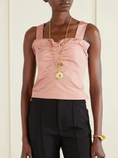 Chloé Cropped Ruffled Taffeta Top | Thumbnail 3 Chloé Cropped Ruffled Taffeta Top | Thumbnail 3