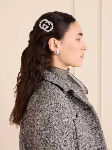 Gucci Interlocking Gg Crystal-embellished Silver-tone Hair Clip | Thumbnail 2