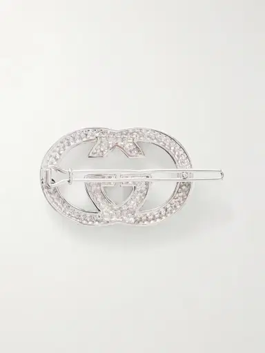 Gucci Interlocking Gg Crystal-embellished Silver-tone Hair Clip | Thumbnail 3