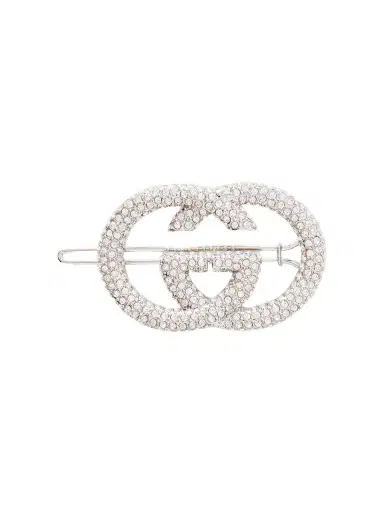 Gucci Interlocking Gg Crystal-embellished Silver-tone Hair Clip | Thumbnail 1