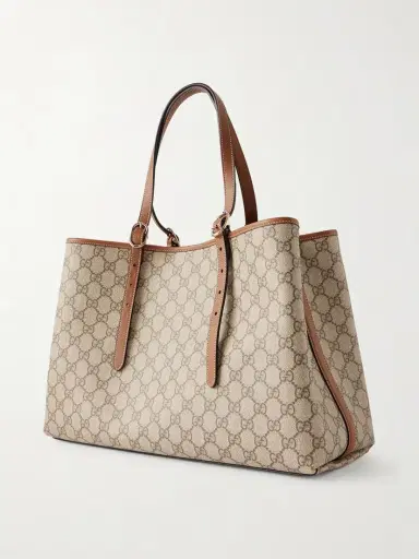Gucci Gg Emblem Leather-trimmed Printed Coated-canvas Tote | Thumbnail 4