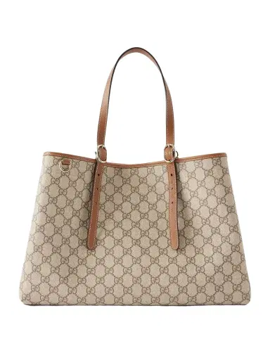 Gucci Gg Emblem Leather-trimmed Printed Coated-canvas Tote | Thumbnail 1