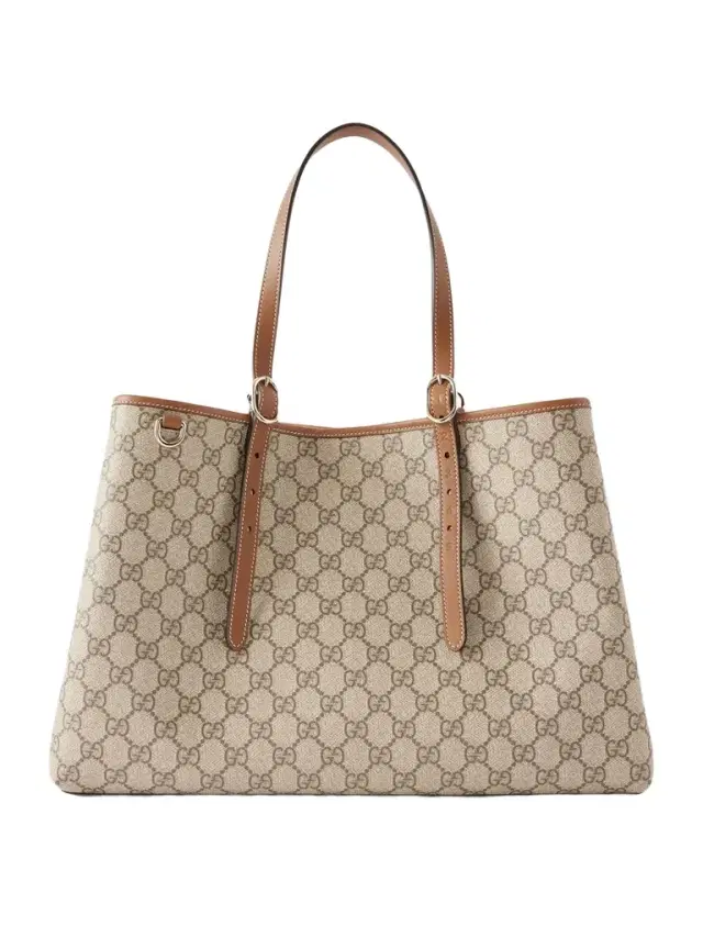Gg Emblem Leather-trimmed Printed Coated-canvas Tote