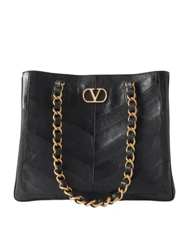 Valentino Garavani Jean Chain-detailed Paneled Leather Tote | Thumbnail 1 Valentino Garavani Jean Chain-detailed Paneled Leather Tote | Thumbnail 1