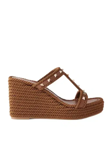 Valentino Garavani Rockstud 90 Leather Wedge Mules | Thumbnail 1 Valentino Garavani Rockstud 90 Leather Wedge Mules | Thumbnail 1