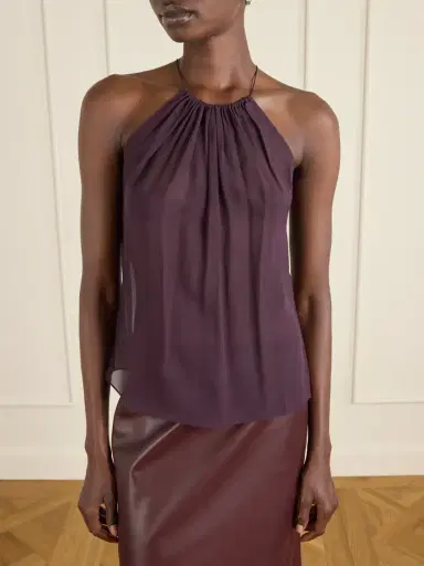 Veronica de Piante Greta Gathered Silk-chiffon Top | Thumbnail 3