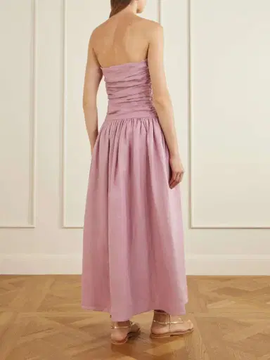 Faithfull Sacha Ruched Pleated Linen Maxi Dress | Thumbnail 4 Faithfull Sacha Ruched Pleated Linen Maxi Dress | Thumbnail 4