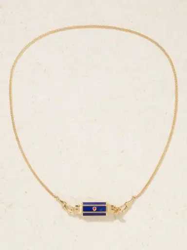 Marie Lichtenberg Baby Locket 18-karat Gold, Lapis Lazuli And Ruby Necklace | Thumbnail 4 Marie Lichtenberg Baby Locket 18-karat Gold, Lapis Lazuli And Ruby Necklace | Thumbnail 4