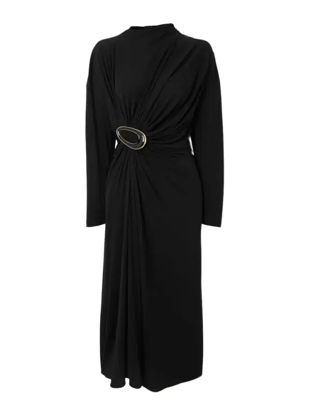 Embellished Gathered Jersey Midi Dress