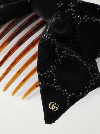 Gucci Crystal-embellished Cotton-blend Velvet Hair Clip | Thumbnail 3 Gucci Crystal-embellished Cotton-blend Velvet Hair Clip | Thumbnail 3