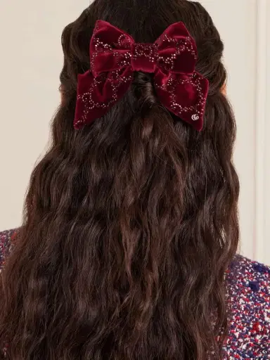 Gucci Crystal-embellished Cotton-blend Velvet Hair Clip | Thumbnail 3 Gucci Crystal-embellished Cotton-blend Velvet Hair Clip | Thumbnail 3