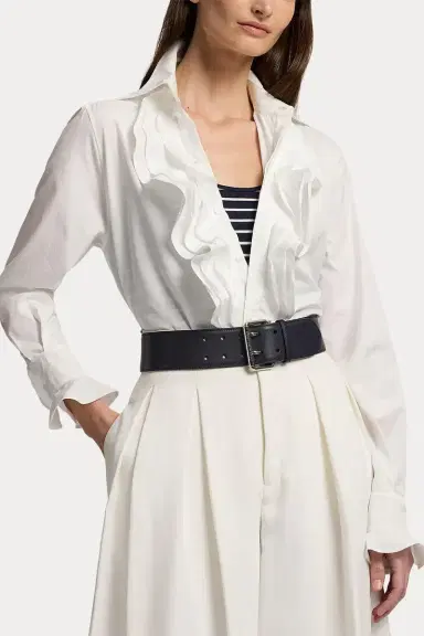 Ralph Lauren Addison Ruffle-Trim Broadcloth Shirt | Thumbnail 2 Ralph Lauren Addison Ruffle-Trim Broadcloth Shirt | Thumbnail 2