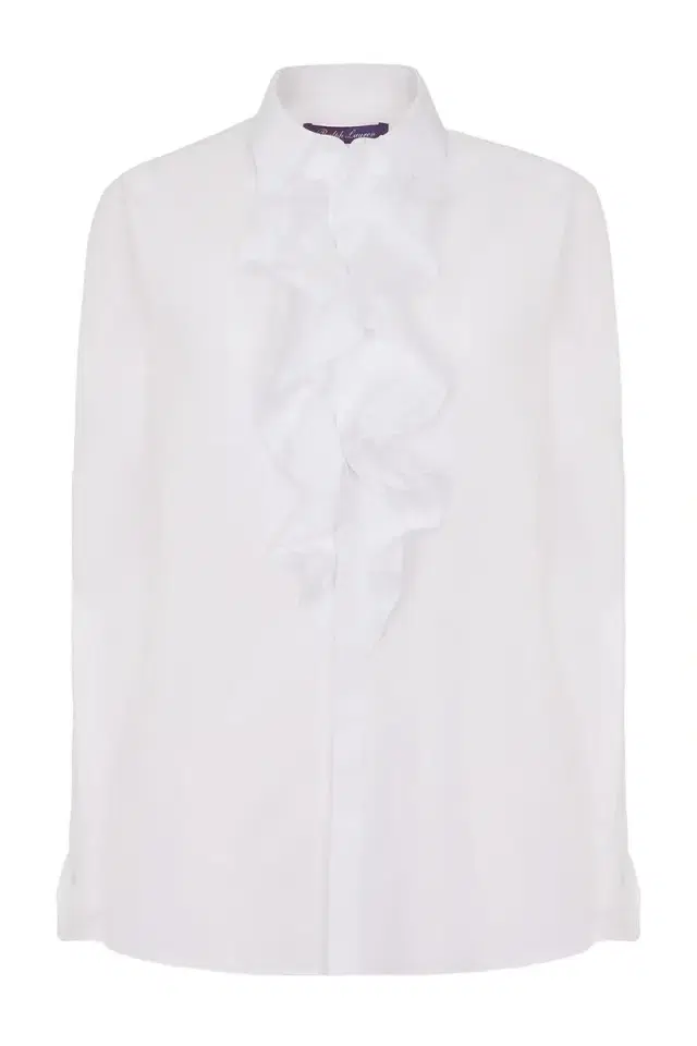 Addison Ruffle-Trim Broadcloth Shirt