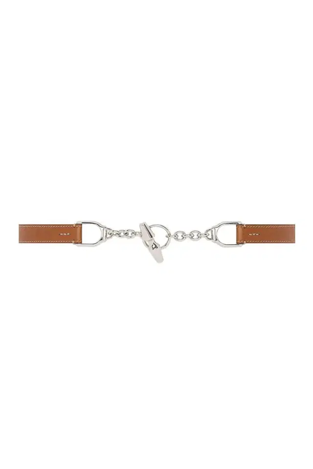 Calfskin Toggle Skinny Belt - Cream Navy