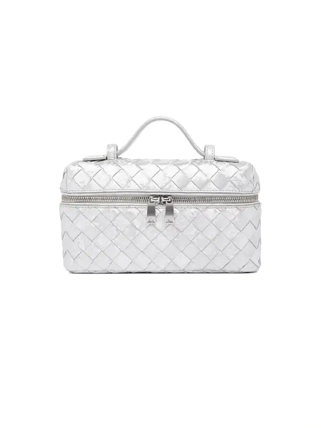 Bottega Veneta Women's Bang Bang Metallic Satin Leather Vanity Case - Silver