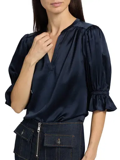 Cinq à Sept Women's Fiona Split-Neck Silk Top | Thumbnail 6 Cinq à Sept Women's Fiona Split-Neck Silk Top | Thumbnail 6