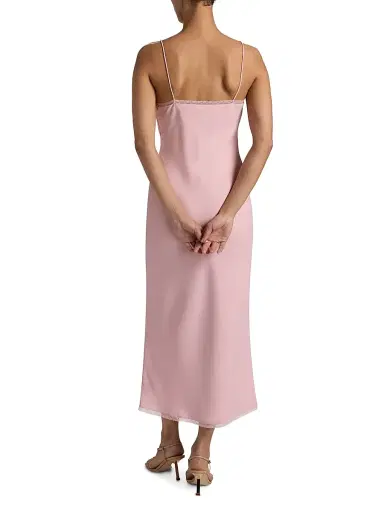 LoveShackFancy Women's Isolie Lace-Trim Satin Slip Midi-Dress - Potpourri Pink - Size Large | Thumbnail 5