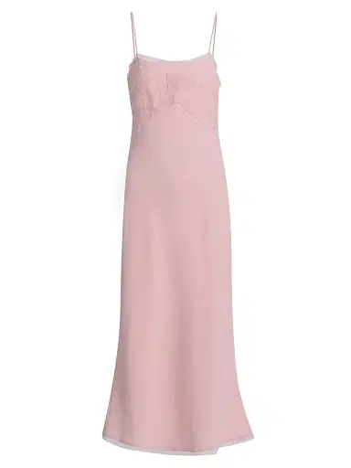 LoveShackFancy Women's Isolie Lace-Trim Satin Slip Midi-Dress - Potpourri Pink - Size Large | Thumbnail 1