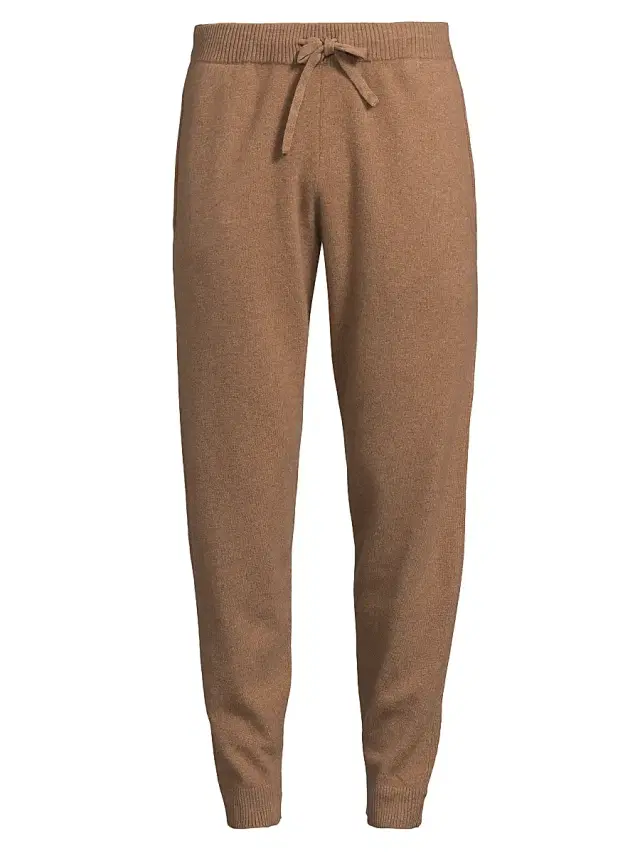 Men's Cashmere Drawstring Joggers - Camel