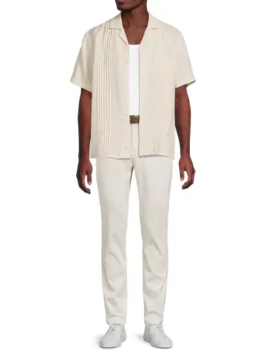 Onia Men's Linen Pintuck Camp Shirt | Thumbnail 2 Onia Men's Linen Pintuck Camp Shirt | Thumbnail 2