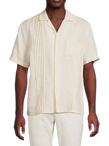 Onia Men's Linen Pintuck Camp Shirt | Thumbnail 3 Onia Men's Linen Pintuck Camp Shirt | Thumbnail 3