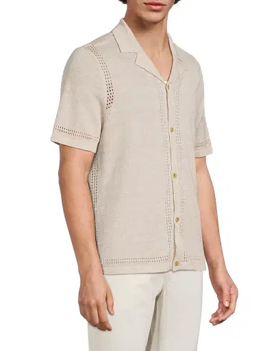 Onia Men's Linen Knit Camp Shirt | Thumbnail 4 Onia Men's Linen Knit Camp Shirt | Thumbnail 4