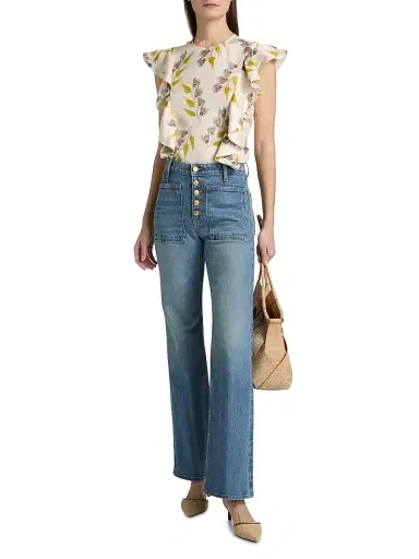 Ulla Johnson Women's Stretch Lou Kick Flared Jeans - Danube - Size 32 | Thumbnail 2