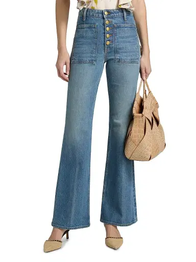 Ulla Johnson Women's Stretch Lou Kick Flared Jeans - Danube - Size 32 | Thumbnail 3