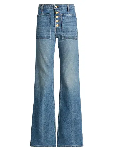 Ulla Johnson Women's Stretch Lou Kick Flared Jeans - Danube - Size 32 | Thumbnail 1
