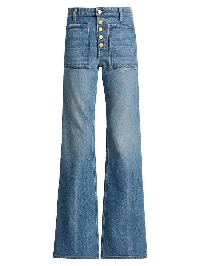 Ulla Johnson Women's Stretch Lou Kick Flared Jeans - Danube
