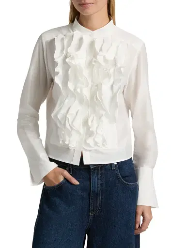 TWP Women's Patti Ruffled Cotton-Silk Blouse | Thumbnail 3 TWP Women's Patti Ruffled Cotton-Silk Blouse | Thumbnail 3