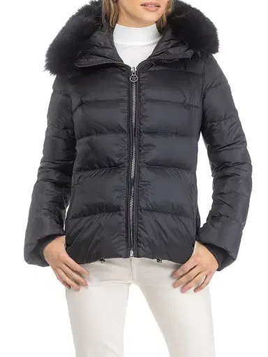 Gorski Women's Apres-Ski Jacket with Detachable Toscana Lamb Hood Trim - Black | Thumbnail 2 Gorski Women's Apres-Ski Jacket with Detachable Toscana Lamb Hood Trim - Black | Thumbnail 2