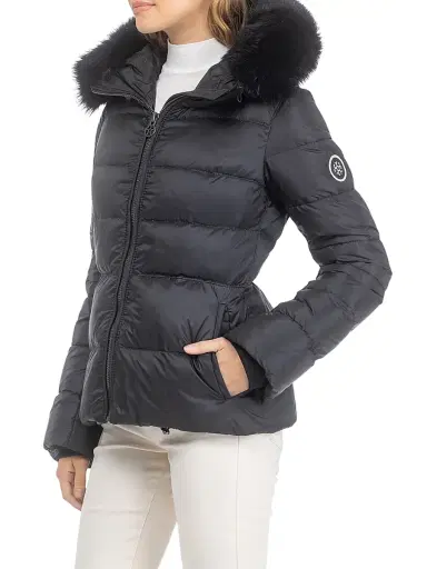 Gorski Women's Apres-Ski Jacket with Detachable Toscana Lamb Hood Trim - Black | Thumbnail 3 Gorski Women's Apres-Ski Jacket with Detachable Toscana Lamb Hood Trim - Black | Thumbnail 3